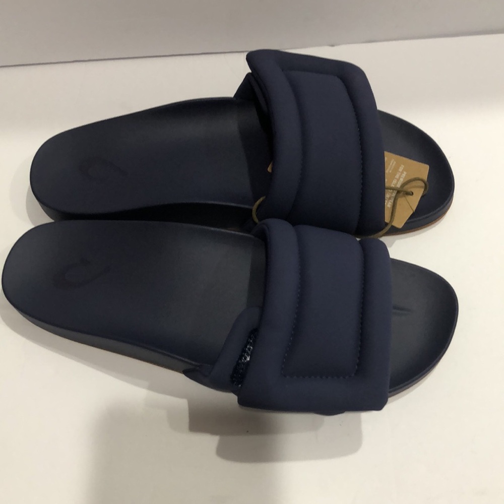 Olukai sunbeam navy puffy arch support slide sandals size 10 new